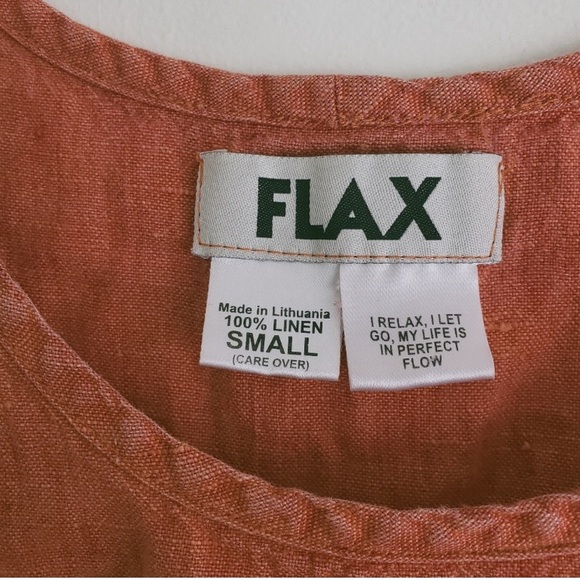 Flax Linen Orange Relaxed Fit Sleeveless Top - Picture 4 of 5